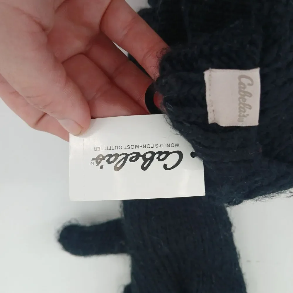 womans Cabela's Black Faux Fur Plush Knit convertible mittens Winter Accessories